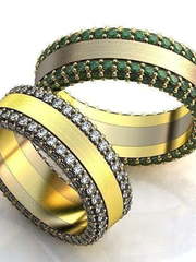 Обручальные кольца с россыпью изумрудов AOG-obr-174 из Комбинированные от Ювелирный салон Art of glow 1