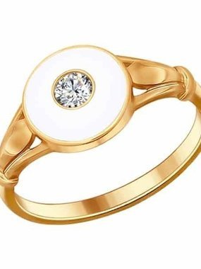 Помолвочное кольцо из золочёного серебра с эмалью с фианитом из Серебро от Ювелирный салон ROYAL DIAMONDS 1