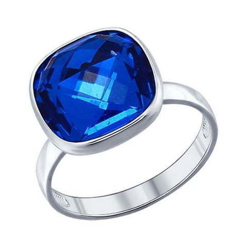 Помолвочное кольцо из серебра с синим кристаллом Swarovski из Серебро от Ювелирный салон ROYAL DIAMONDS 1