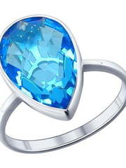 Помолвочное кольцо из серебра с голубой стеклянной вставкой из Серебро от Ювелирный салон ROYAL DIAMONDS 1