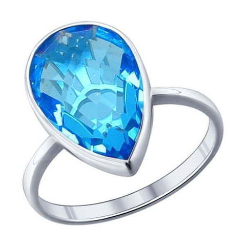 Помолвочное кольцо из серебра с голубой стеклянной вставкой из Серебро от Ювелирный салон ROYAL DIAMONDS 1