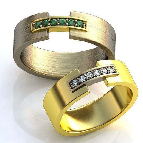 Обручальные кольца Алхена Арт.105 из Желтое золото, Комбинированные от Ювелирный салон ROYAL DIAMONDS 1