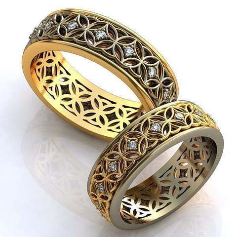 Обручальные кольца Тимаса Арт.084 из Желтое золото, Комбинированные от Ювелирный салон ROYAL DIAMONDS 1