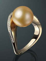 Помолвочное кольцо с жемчугом из Желтое золото от Ювелирный салон Jewelry & Diamonds 1